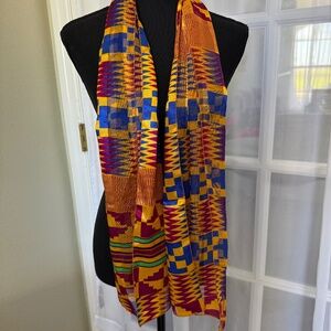 African Print Silk Scarf NWOT